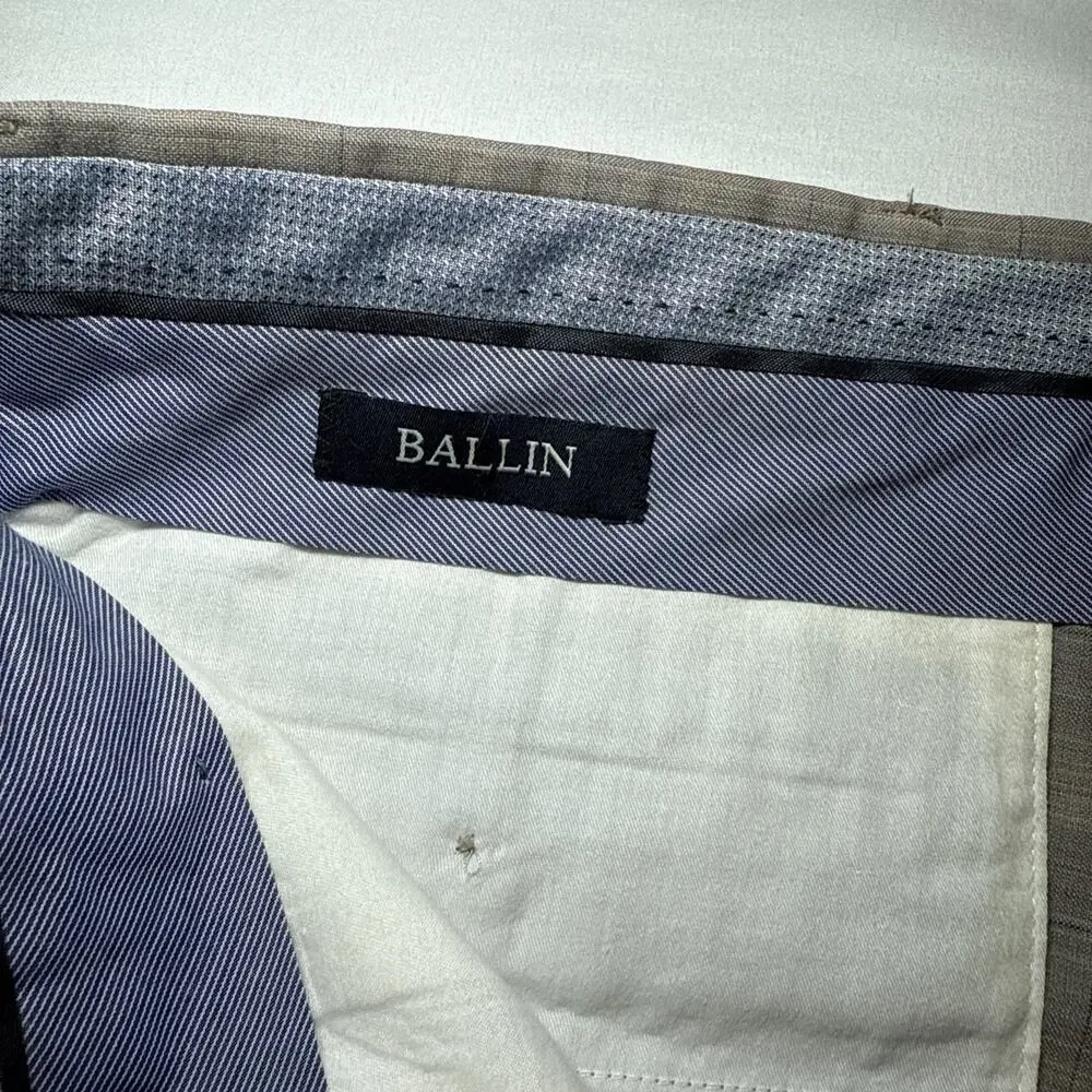 Ballin Pants Mens 36x28.5 Tan Gray Plaid Wool Dress Pants Comfort EZE Canada - Picture 6 of 16